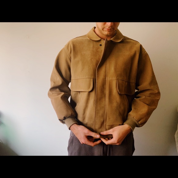Vintage Italian leather beige jacket size L - Picture 1 of 7